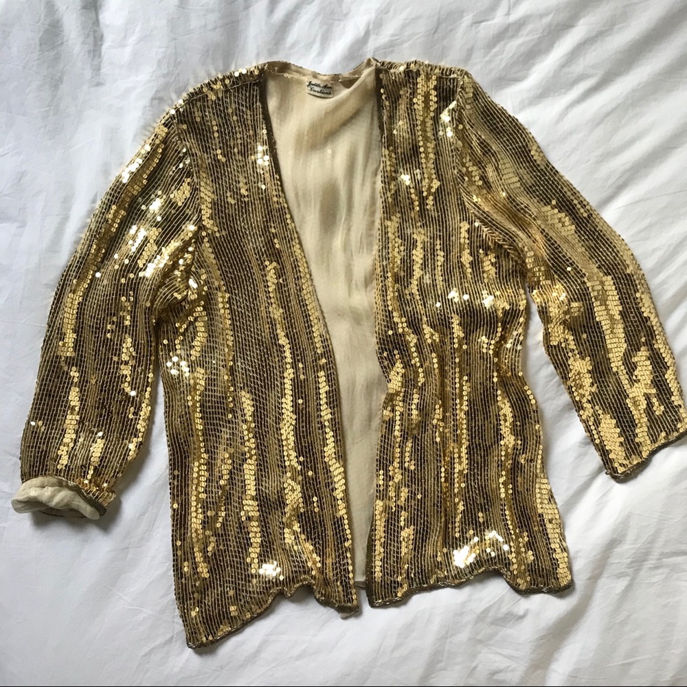 Vintage Judith Ann 1970s Gold Sequin Jacket